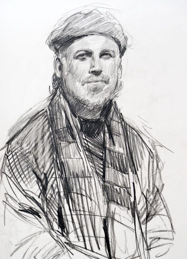 A pencil drawing of Carrasco done at Montmartre, Paris by Gabor Gozon.